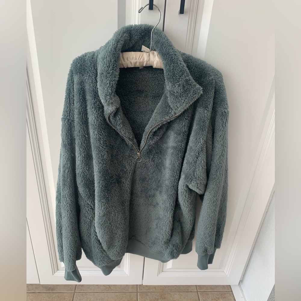 Express. Half zip teal sweatshirt.